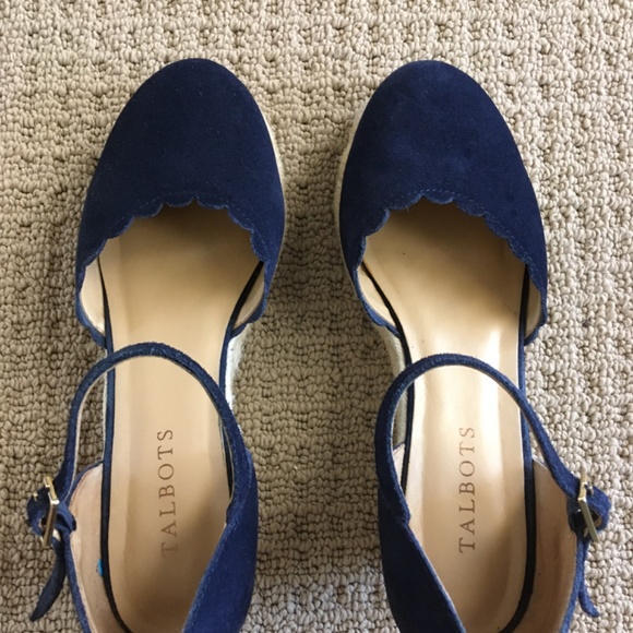 Talbots size 7.5 blue suede wedges with jute heel - Picture 5 of 6